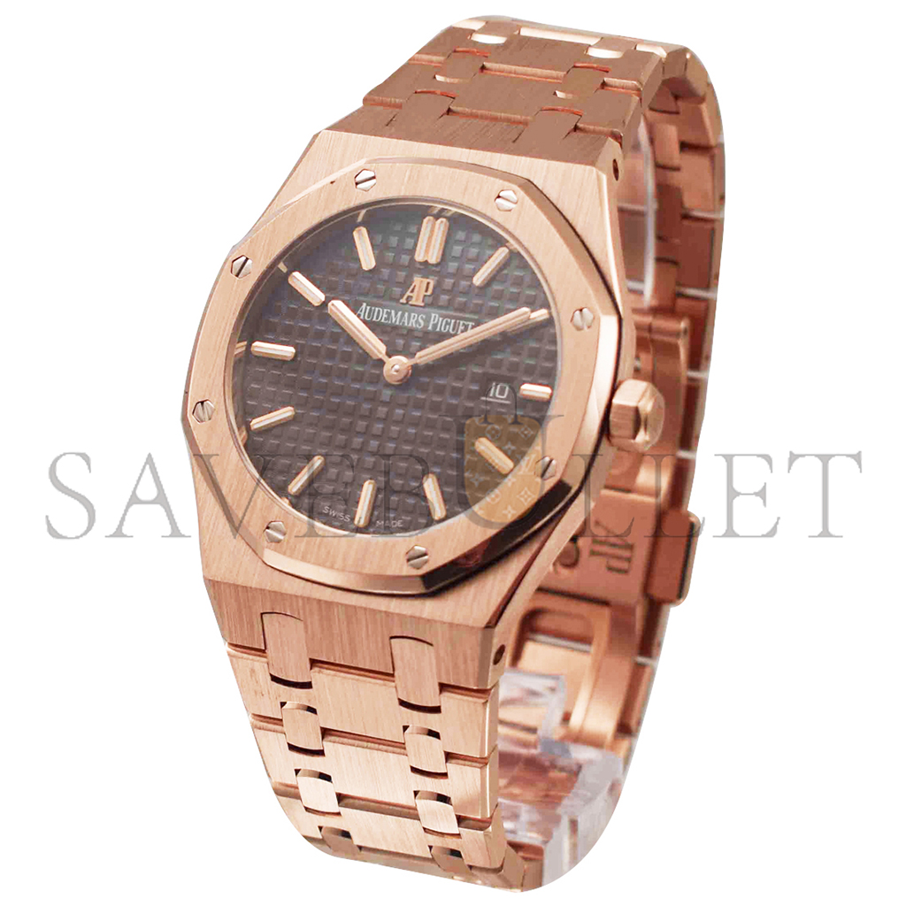audemars P*g*et royal oak ladies 33mm rose gold bracelet with brown dial watch 67650or.oo.1261or.01